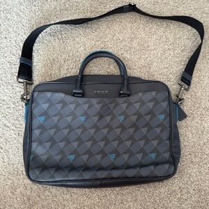 Coach Men's Black and Teal Triangle Briefcase